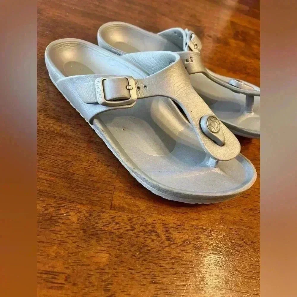 Silver Birkenstock Sandals. Size 32/1